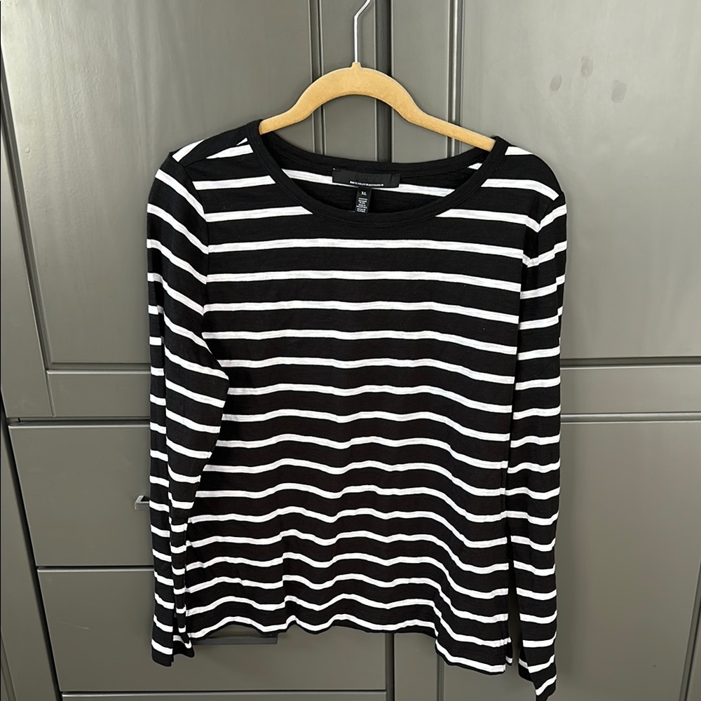 Black and White Striped Women's Top with sleeve details